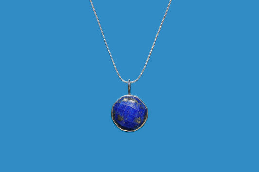 Lapis Rose Cut Pendant Necklace