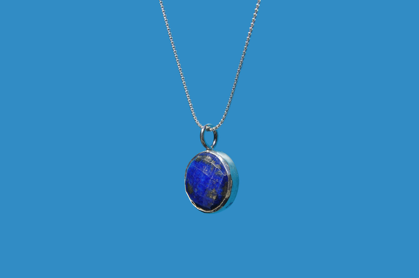 Lapis Rose Cut Pendant Necklace