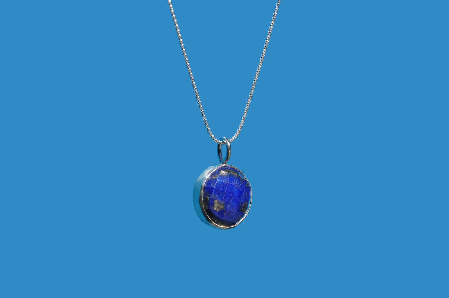 Lapis Rose Cut Pendant Necklace