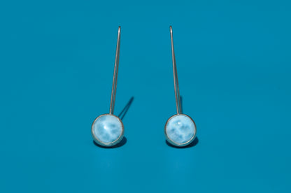 Larimar Circle Sterling Silver Drop Earrings