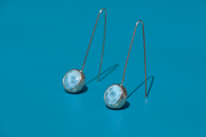 Larimar Circle Sterling Silver Drop Earrings