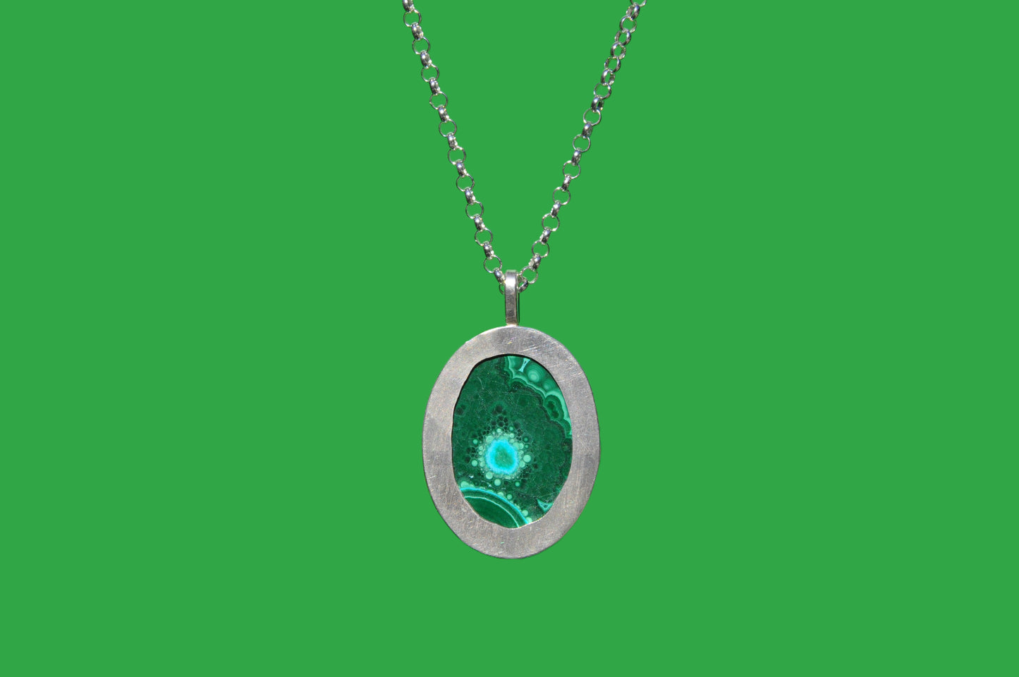 Malachite Oval Pendant Necklace