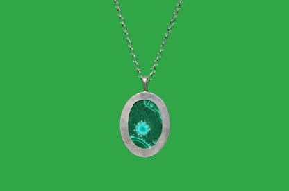 Malachite Oval Pendant Necklace
