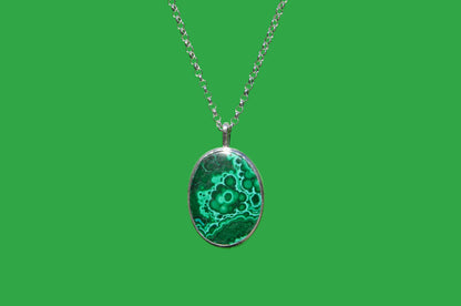 Malachite Oval Pendant Necklace