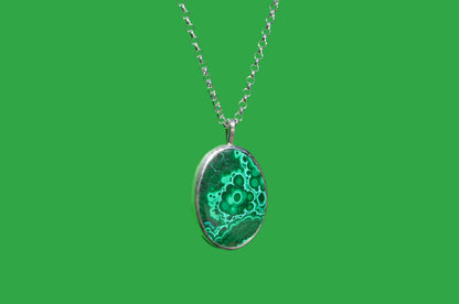 Malachite Oval Pendant Necklace
