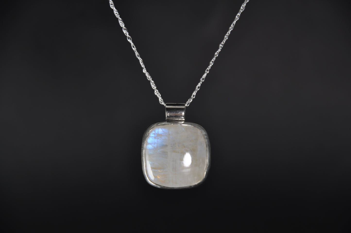 Moonstone Square Pendant Necklace