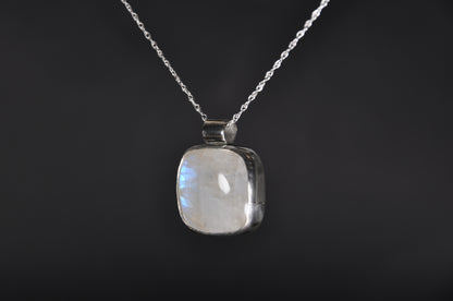 Moonstone Square Pendant Necklace