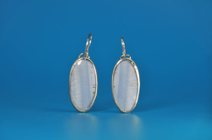 Oregon Owyhee Blue Opal Oval Sterling Silver Dangle Earrings