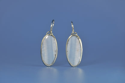 Oregon Owyhee Blue Opal Oval Sterling Silver Dangle Earrings