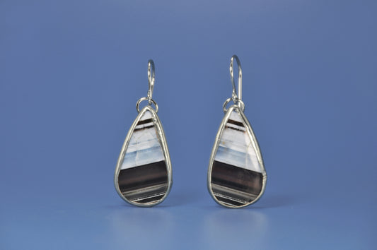 Oregon Owyhee Blue Opal Teardrop Bezel Dangle Earrings