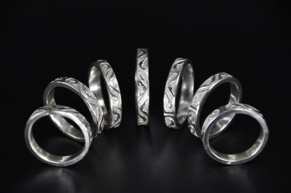 Wave Patterned Sterling Silver Band