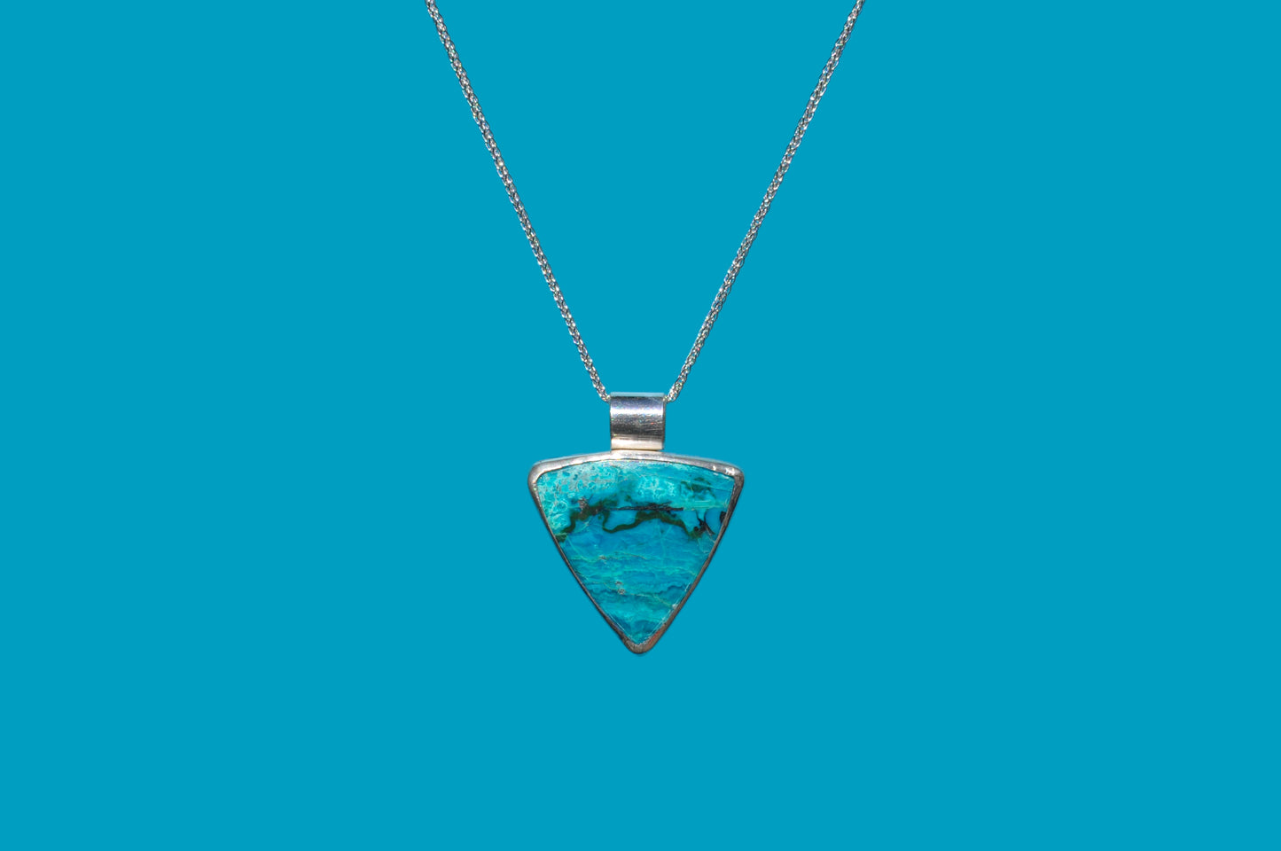 Peruvian Blue Opalina Pendant Necklace