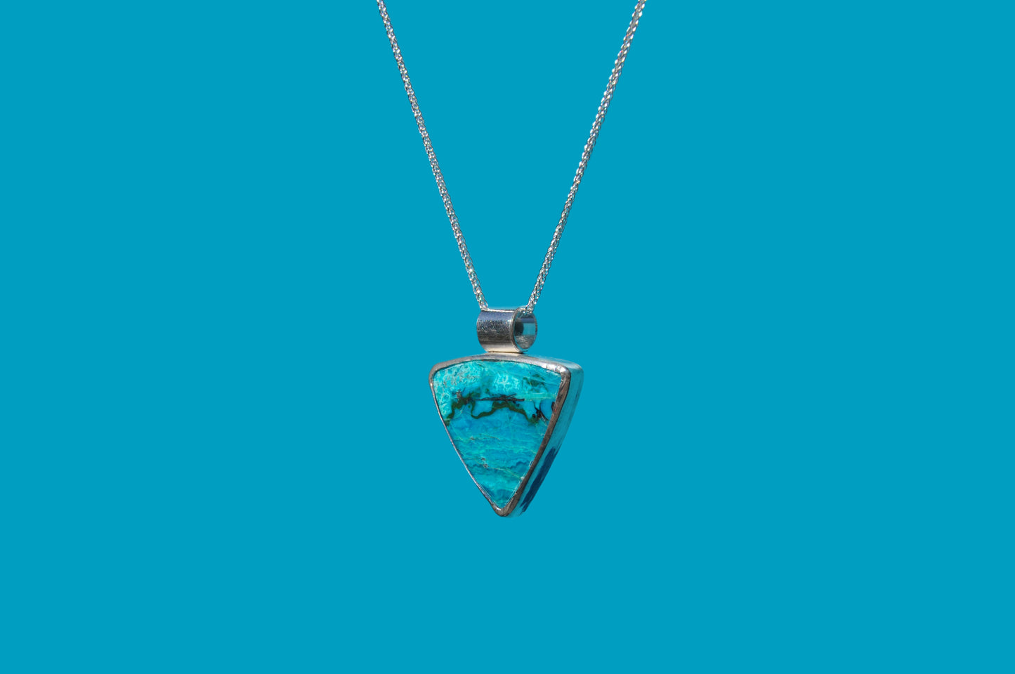 Peruvian Blue Opalina Pendant Necklace