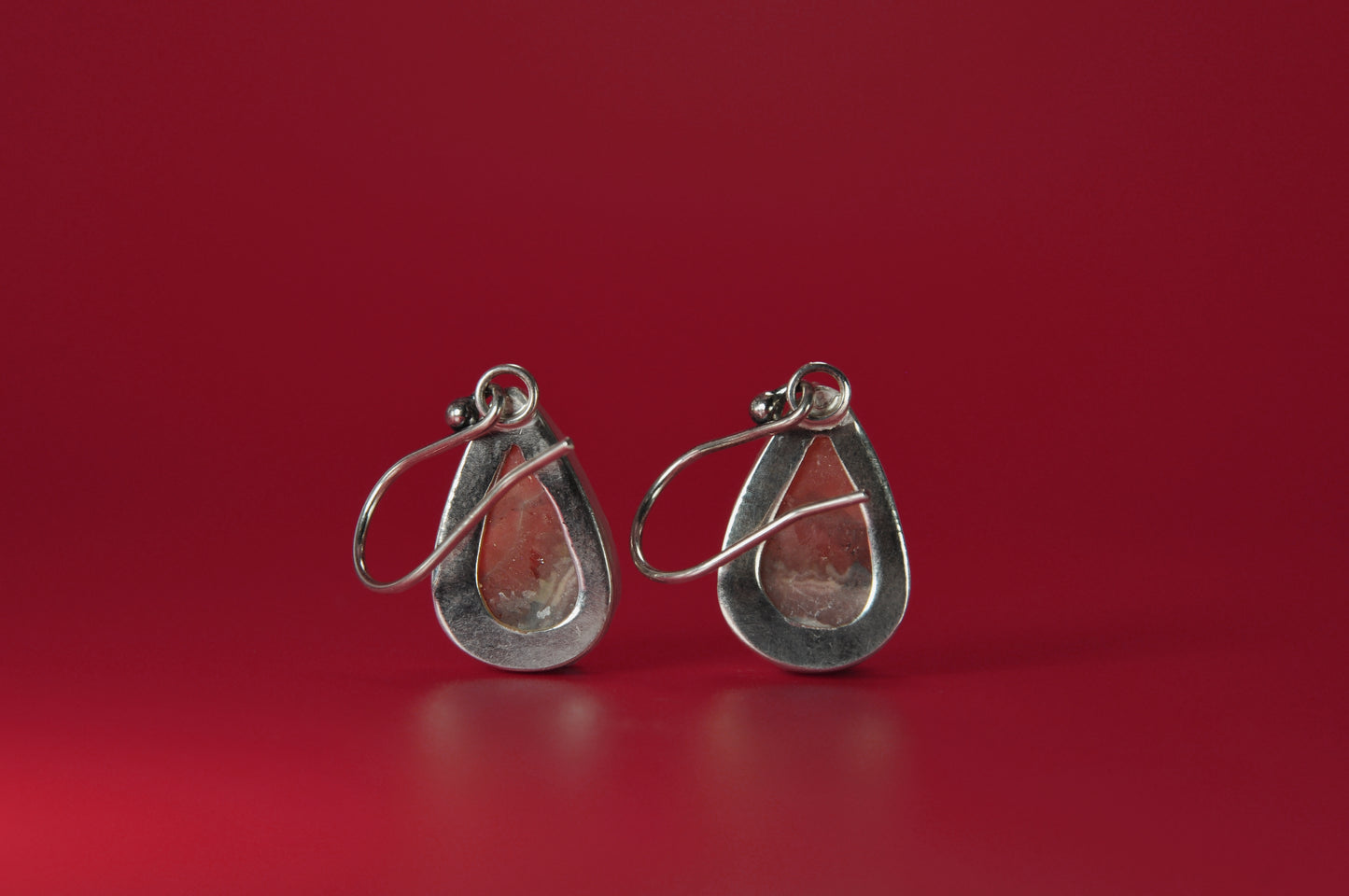 Rhodochrosite Teardrop Sterling Silver Dangle Earrings