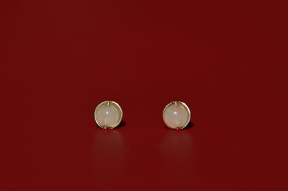 Rose Quartz Roller Stud Earrings
