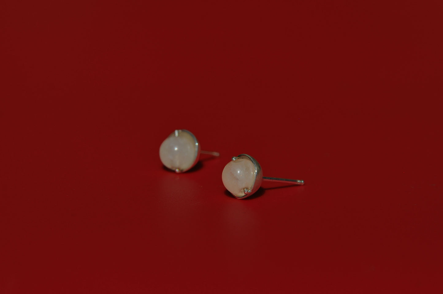 Rose Quartz Roller Stud Earrings