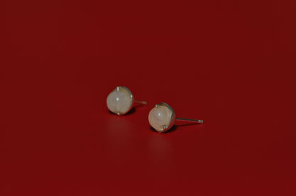 Rose Quartz Roller Stud Earrings