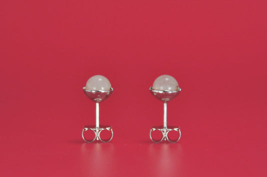 Rose Quartz Roller Stud Earrings