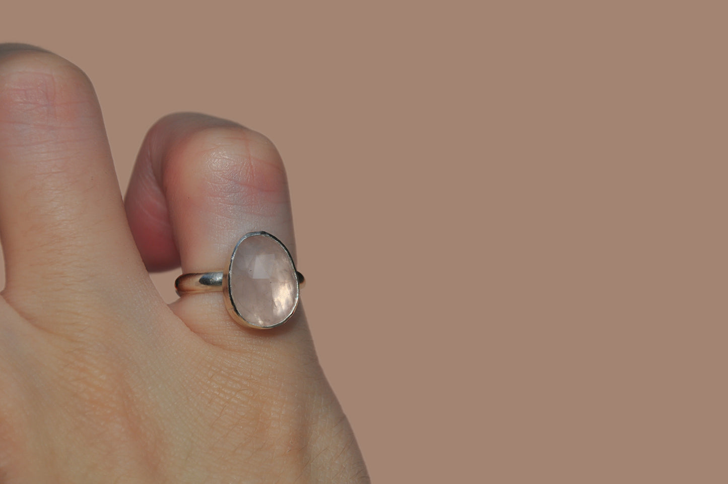 Rose Quartz Rose Cut Ring