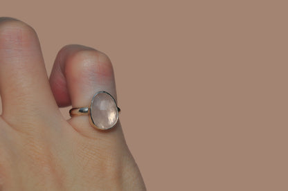 Rose Quartz Rose Cut Ring