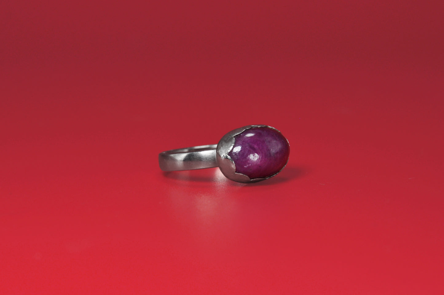 Ruby Oval Sterling Silver Ring