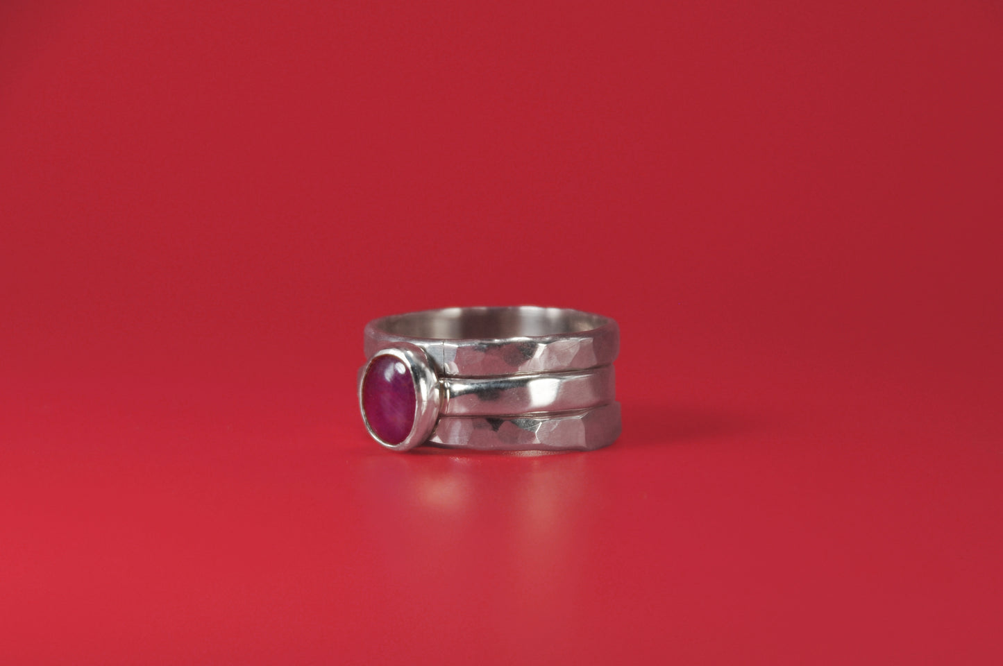 Ruby Oval Sterling Silver Stacking Ring