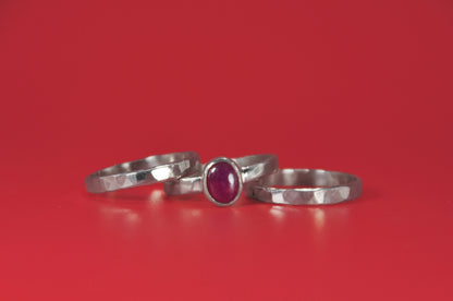 Ruby Oval Sterling Silver Stacking Ring