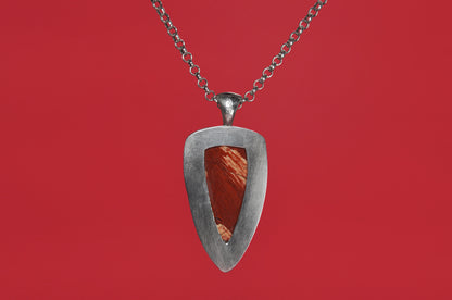 Snakeskin Jasper Triangle Sterling Silver Pendant Necklace