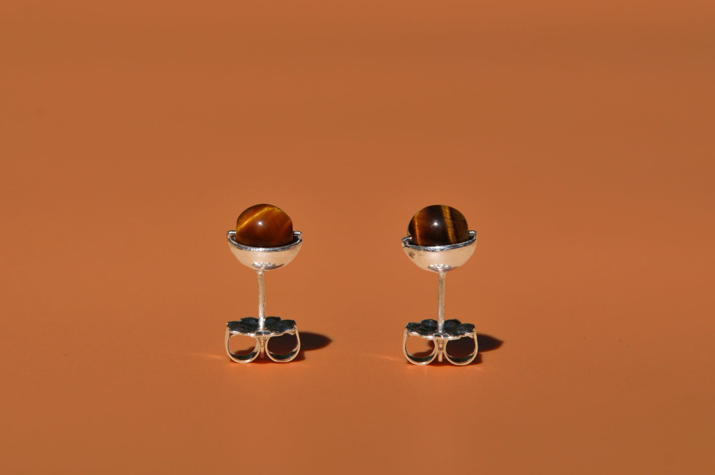 Tiger's Eye Roller Stud Earrings