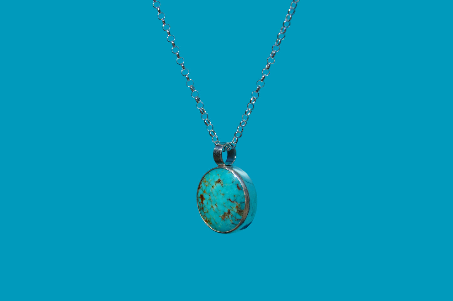 Turquoise Circle Pendant Necklace