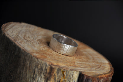 Wood Texture Wide Band Ring