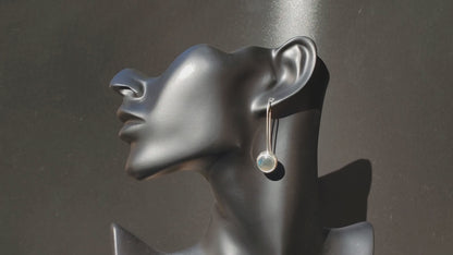 Labradorite Circle Sterling Silver Drop Earrings