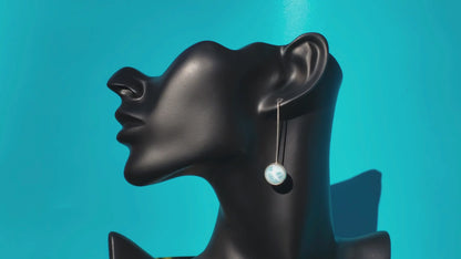 Larimar Circle Sterling Silver Drop Earrings