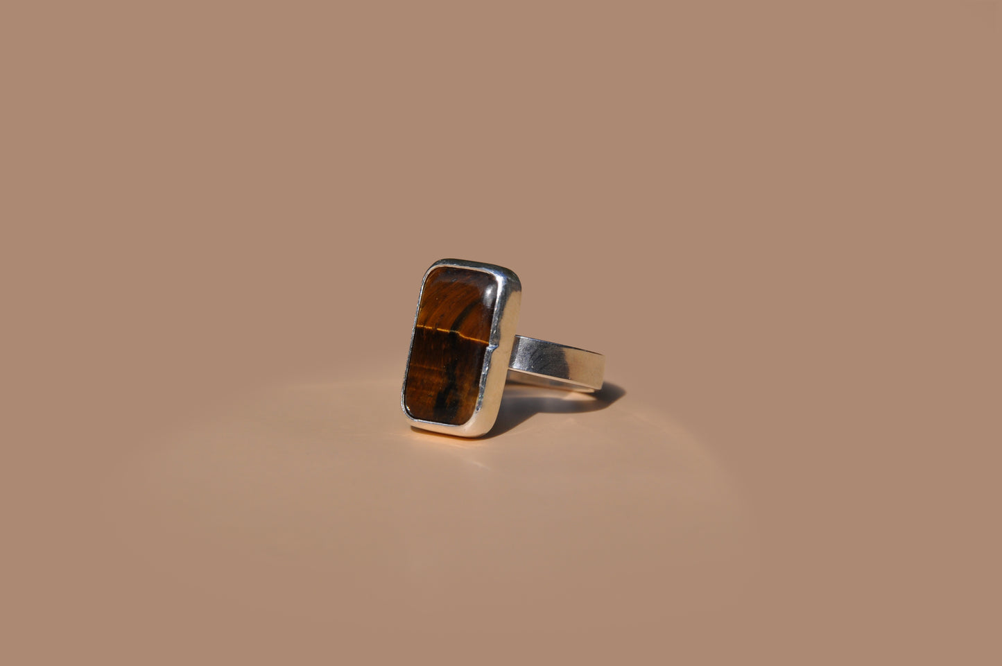 Tiger Eye Rectangle Ring