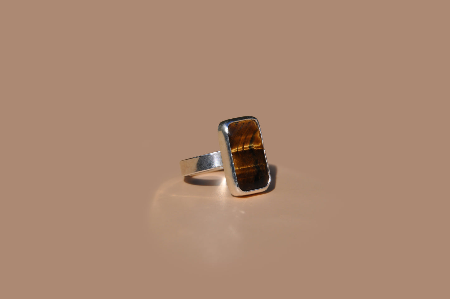 Tiger Eye Rectangle Ring