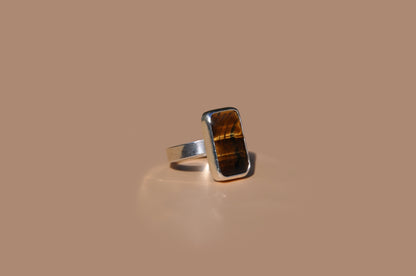 Tiger Eye Rectangle Ring