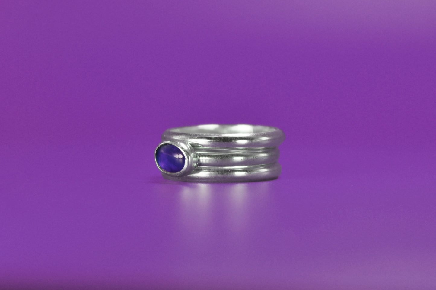 Amethyst Oval Birthstone Stacking Ring