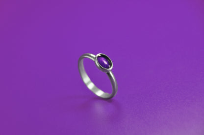 Amethyst Oval Birthstone Stacking Ring