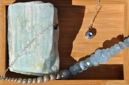 Aquamarine Necklace with Topaz Clasp