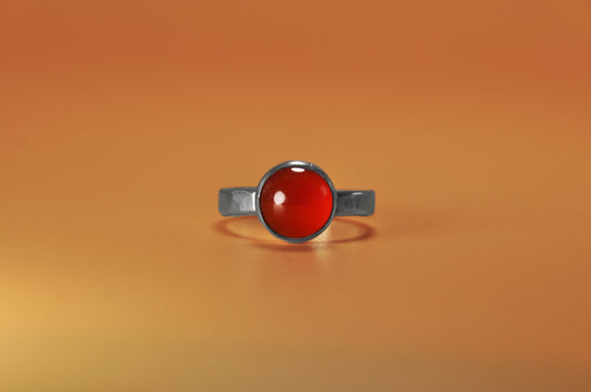 Carnelian Circle Sterling Silver Ring