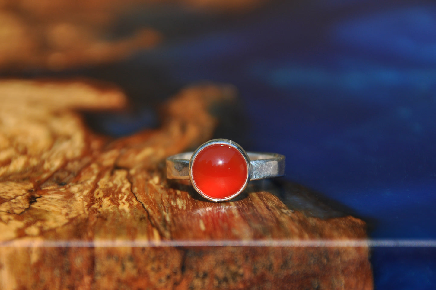 Carnelian Circle Sterling Silver Ring