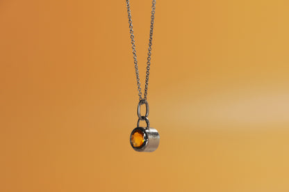 Dainty Citrine Sterling Silver Pendant Necklace