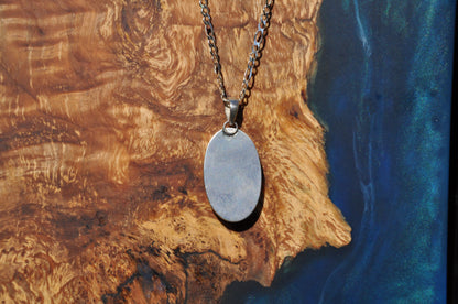 Oregon Owyhee Blue Opal Oval Sterling Silver Pendant Necklace