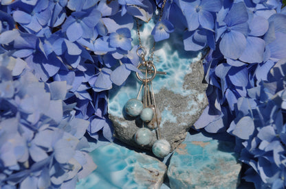Larimar Drop Necklace on Silver Chain
