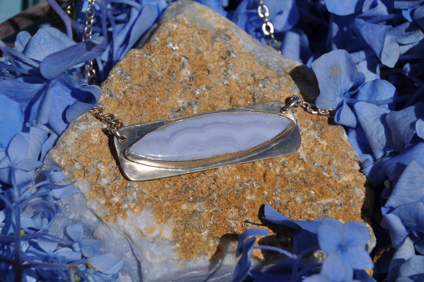 Lace Agate Marquise Pendant Necklace