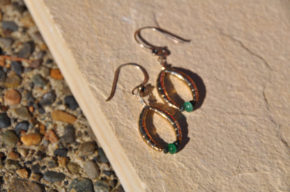 Emerald and Fine Silver Dangle Earrings