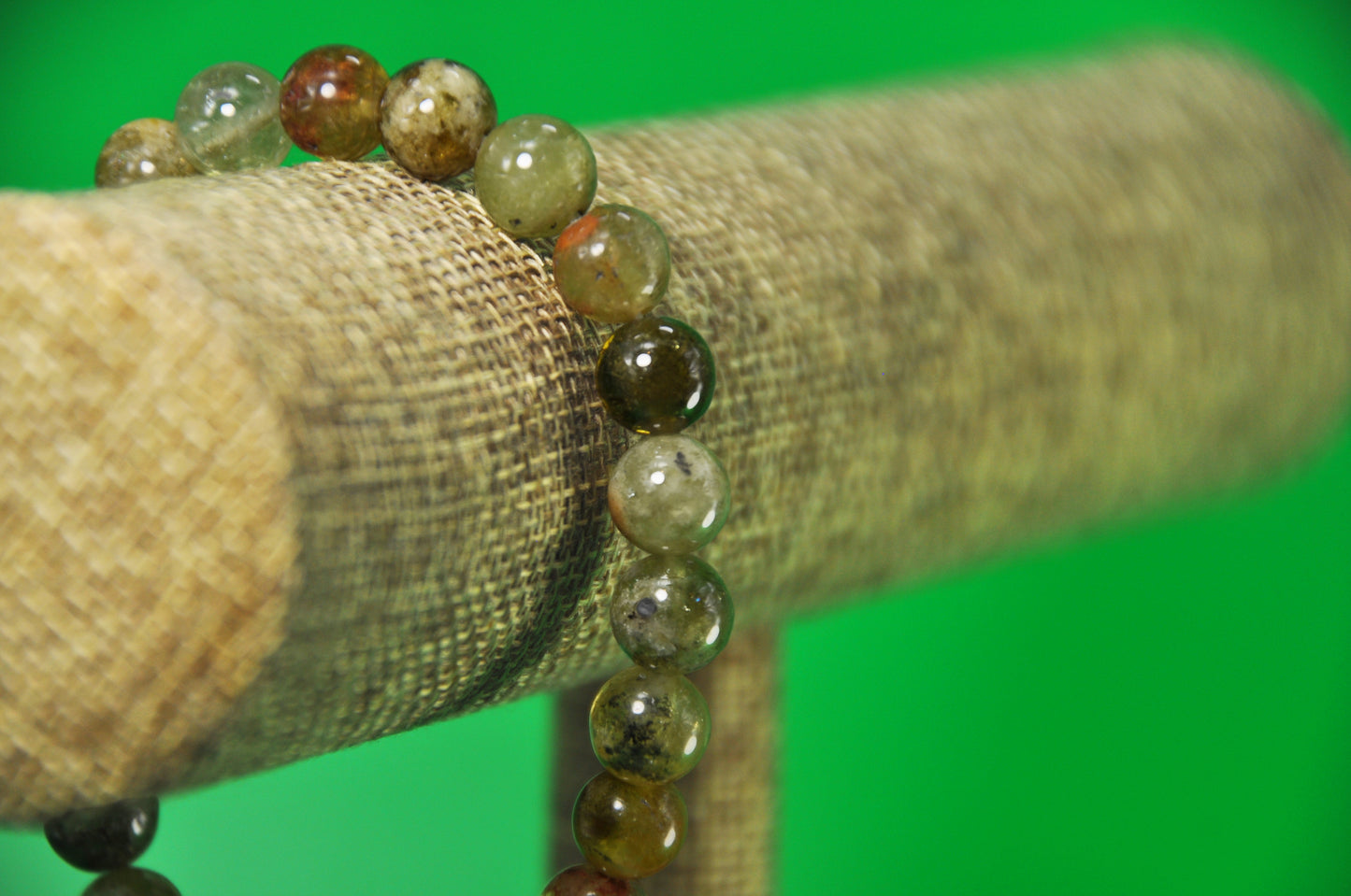 Green Garnet Elastic Beaded Bracelet
