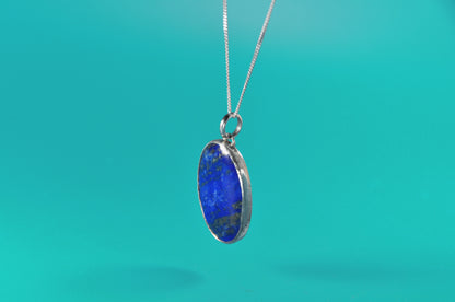 Lapis Oval Sterling Silver Pendant Necklace