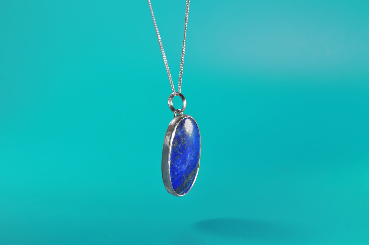 Lapis Oval Sterling Silver Pendant Necklace