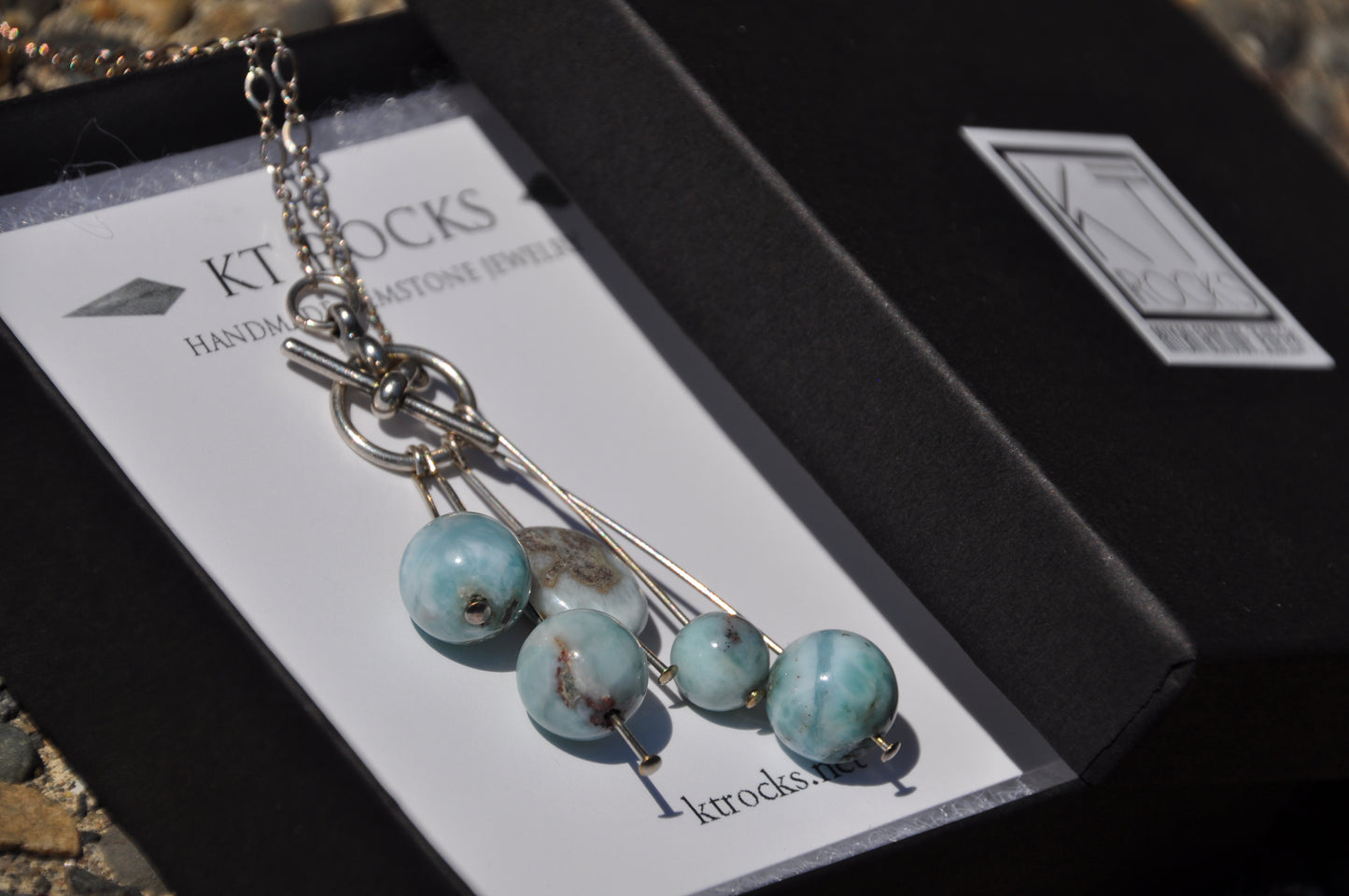 Larimar Drop Necklace on Silver Chain